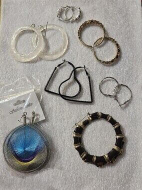 Set Of Hoop Earrings Also Includes Colorful Post Earrings